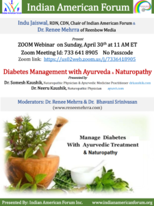 April 30, Diabetes Management with Ayurveda & Naturopathy