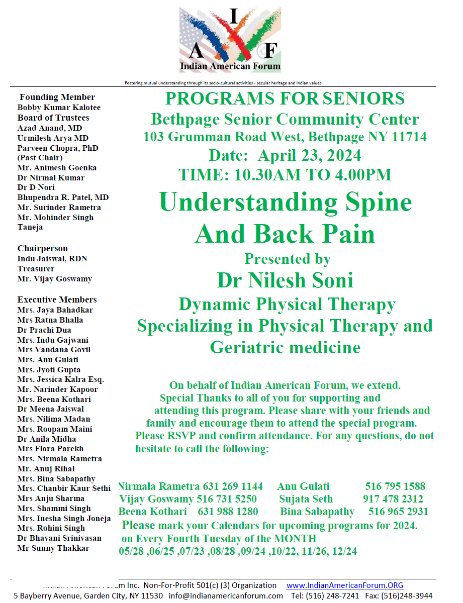 Senior Forum April 23, 2024 @ Bethpage Senior Community Center | Bethpage | New York | United States