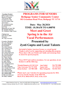 Senior Forum May 28, 2024 @ Bethpage Senior Community Center | Bethpage | New York | United States